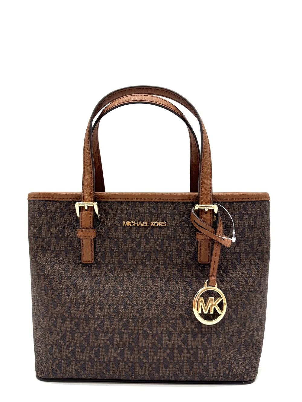 Michael Kors XS Jet Set Travel Convertible TZ Tote Bag Brown Signature